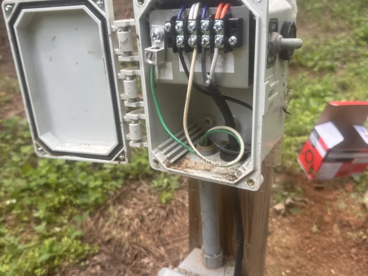 Septic float switch wiring at the alarm panel terminals in Metro Atlanta, GA