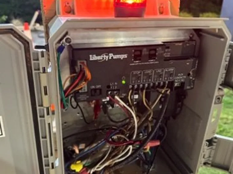 Liberty Pumps septic alarm panel diagnosed by SepticRooter™ in Metro Atlanta, Georgia