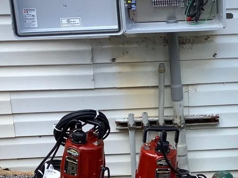 Septic effluent pumps and control panel serviced in Metro Atlanta, Georgia