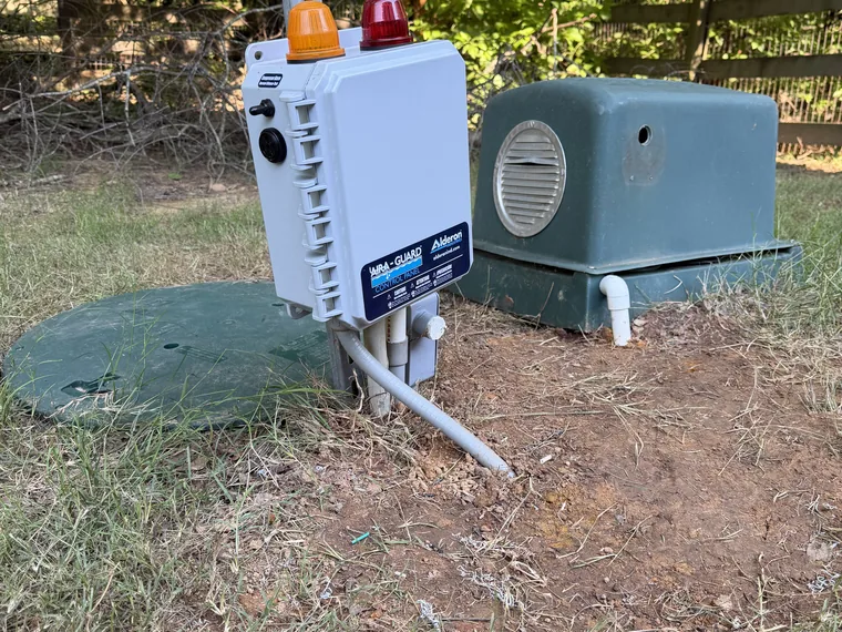 Septic alarm panel and tank riser serviced together in Metro Atlanta, Georgia